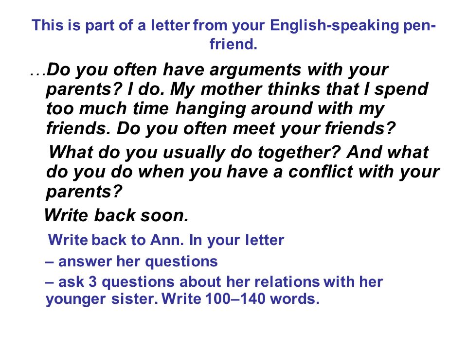 Sample letter to your pen-friend, who lives in England, introducing yourself to him